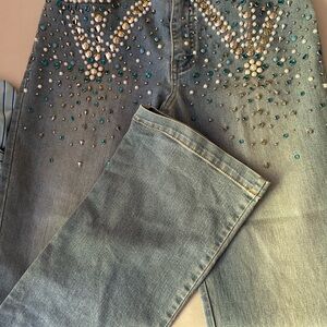 Christina Embellished Blue Flare Jeans